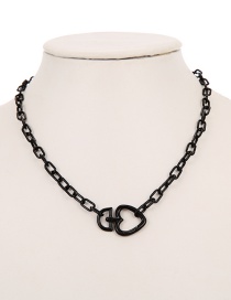 Fashion Black Alloy Chain Love Necklace