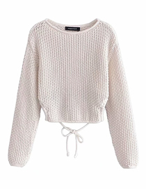 Fashion White Round Neck Lace Sweater