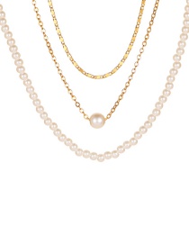Fashion 17# Stitched Pearl Chain Necklace