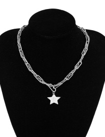 Fashion Steel Color Titanium Steel Five-pointed Star Necklace