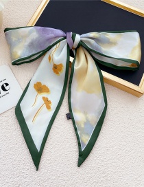 Fashion 21l Water Trace Flower Green Floral Bow Long Hair Band