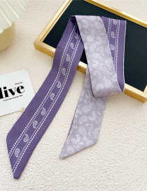 Fashion 11d Cashew Point Purple Printed Long Silk Scarf Headband