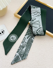 Fashion 29d Tropical Tree Green Printed Long Silk Scarf Headband