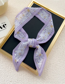 Fashion 4f Chiffon Double-sided Chrysanthemum Purple Printed Polka Dot Long Silk Scarf Headband
