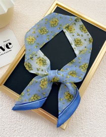 Fashion 5f Chiffon Yellow Xin Mei Blue Floral Long Silk Scarf Headband