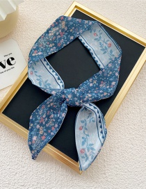 Fashion 18f Chiffon Water Spray Blue Floral Long Silk Scarf Headband