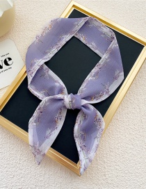 Fashion 22f Chiffon Flying Feather Purple Floral Long Silk Scarf Headband