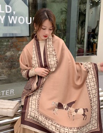 Fashion 10 Grid Horse Camel Stitched Mesh Double-sided Scarf