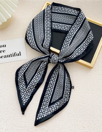 Fashion 23 Oblique G Frame Black And White Letter Long Silk Scarf Headband