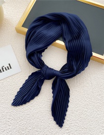 Fashion 1 Wrinkle Navy Pleated Knotted Silk Scarf