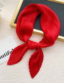 Fashion 4 Wrinkle Red Pleated Knotted Silk Scarf