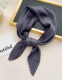 Fashion 9 Wrinkles Dark Gray Pleated Knotted Silk Scarf