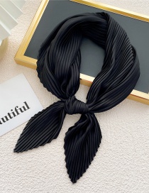 Fashion 19 Wrinkle Black Pleated Knotted Silk Scarf
