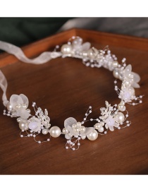 Fashion White Woven Flowers And Leaves Headband