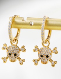 Fashion 18k Gold Color 18k Gold Color-preserving Skull Earrings With Diamonds