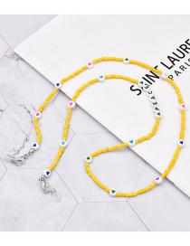 Fashion Bright Yellow Rainbow Rice Beads Peach Heart Letter Beaded Glasses Chain