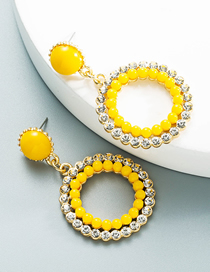 Fashion Yellow Round Rice Bead Earrings