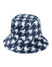 Fashion Navy Plush Houndstooth Fisherman Hat