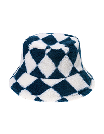 Fashion Navy Diamond Lattice Lamb Wool Fisherman Hat