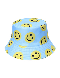Fashion Sky Blue Smiling Face Wearing A Fisherman Hat On Both Sides