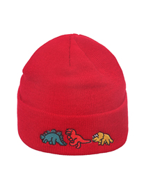 Fashion Red Dinosaur Embroidered Dinosaur Pullover Knit Hat