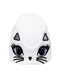 Fashion White Cartoon Cat Woolen Knit Hat