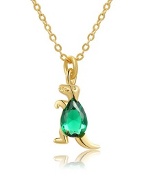 Fashion Green 18k Gold Color Preserving Diamond Dinosaur Necklace