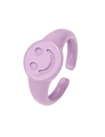 Fashion Purple Spray Paint Smiley Open Ring