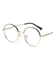 Fashion C5 Black Gold Color Round Frame Glasses