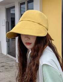 Fashion Yellow Sun Hat With Big Brim On The Back Of The Head