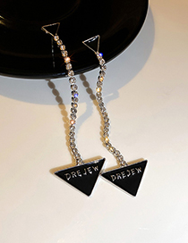 Fashion Silver Color Diamond Triangle Long Tassel Earrings