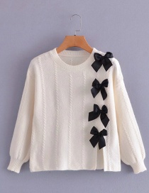 Fashion White Bow Knitted Sweater