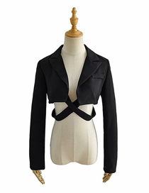 Fashion Black High Waist Cross Tie Short Suit