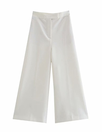 Fashion White Solid Color High-waisted Straight Wide-leg Pants