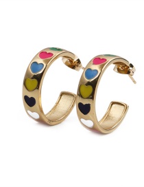 Fashion Gold Copper-plated Real Gold Hitting Color Dripping Love Earrings