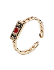 Fashion Red Love Letter Open Chain Open Ring