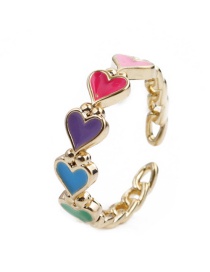 Fashion Color Copper Diamond Love Heart Open Ring