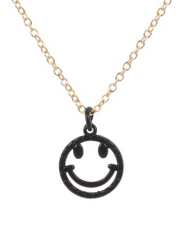 Fashion Black Copper Drip Oil Smiley Face Necklace