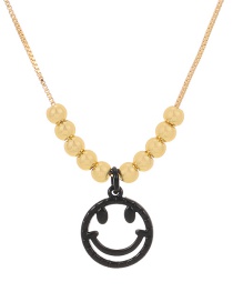 Fashion Black Copper Drop Oil Smiley Face Beaded Necklace