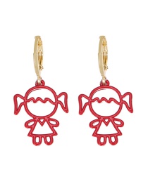 Fashion Red Copper Dripping Girl Earrings