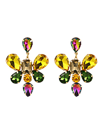Fashion Color Alloy Diamond-set Geometric Shape Ear Studs