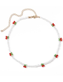 Fashion White Colorful Beaded Cherry Rice Bead Necklace