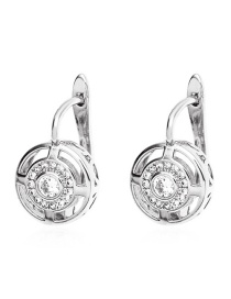 Fashion Silver Copper Inlaid Zirconium Hollow Round Earrings