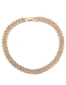 Fashion Gold Rhombus Diamond Cuban Necklace