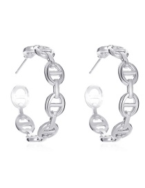 Fashion Silver Geometric Hollow C-shaped Pig Nose Ear Ring