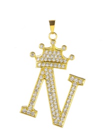 Fashion N Copper Micro-inlaid Zirconium Letter Crown Pendant Accessories
