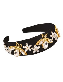 Fashion Black Fabric Diamond-studded Bee Flower Headband