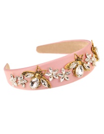 Fashion Pink Fabric Diamond-studded Bee Flower Headband
