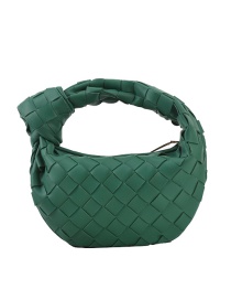Fashion Dark Green Woven Croissant Portable Cloud Bag