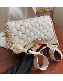 Fashion Creamy-white Lingge Embroidery Thread Rivet Messenger Bag